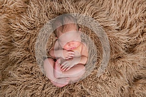 Baby sleeping on a pillow, topview