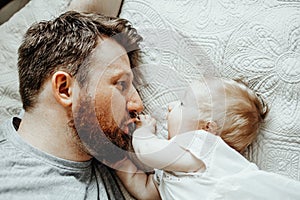 Baby sleeps with daddy