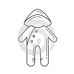 Baby sleepsuit vector line icon.