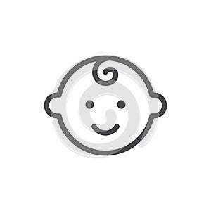 Baby smiling black vector icon. Infant symbol.