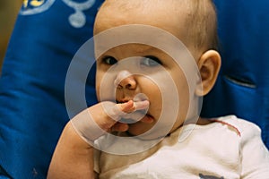 Baby smiling at the camera. close-up portrait