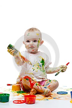 Baby soiled by paints