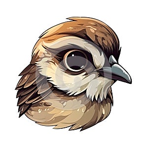 Baby Sparrow Face Bird Sticker On Isolated Tansparent Background, Png, Logo. Generative AI