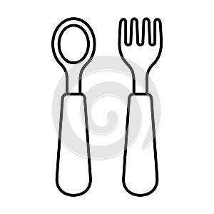 Baby spoon and fork icon