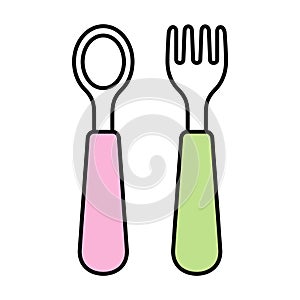 Baby spoon and fork icon