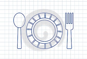 Baby spoon, fork and plate