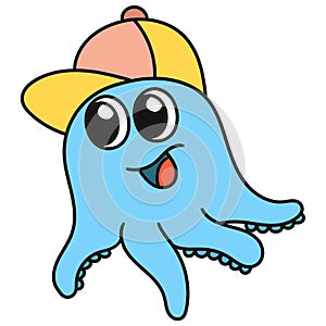 Baby squid doodle kawaii. doodle icon image