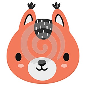 Baby squirrel face. Cute isolated childish illustration. Vector