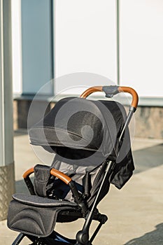 Baby stroller standing on the street, new design.