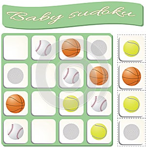 Baby Sudoku with colorful sports balls