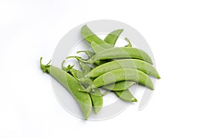 Baby sugar pea on white background