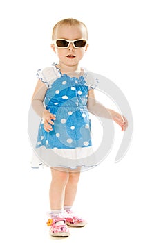 Baby in sunglasses, isolated