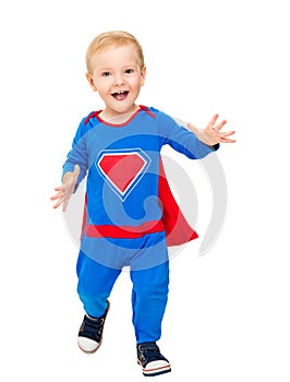 Baby Superhero, Kid Boy Super Hero Costume, Happy Child Superman on White