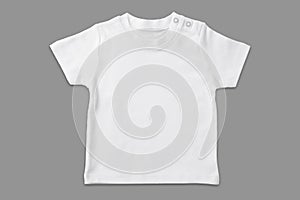 Baby T-shirt with batons mockup isolated on a grey background. photo