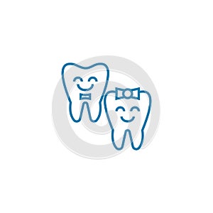 Baby teeth linear icon concept. Baby teeth line vector sign, symbol, illustration.