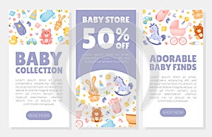 Baby Things and Objects Store Banner Design Vector Template