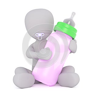 Baby toon with pink bottle