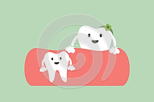 Baby tooth and mom - first teeth concept