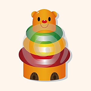 Baby toy brick tower theme elements