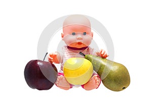 Baby toy with fruit.