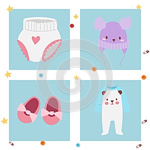 Baby toys banner cartoon family kid toyshop design cute boy and girl childhood art diaper drawing graphic love rattle photo