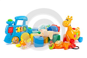 Baby toys collection isolated on white