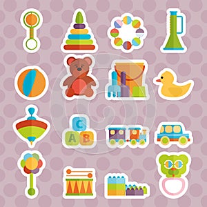 Baby toys flat icon set vector