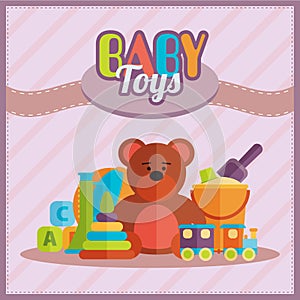 Baby toys flat icon set vector