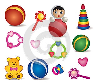 Baby toys isolated. Vector set of toy icon.