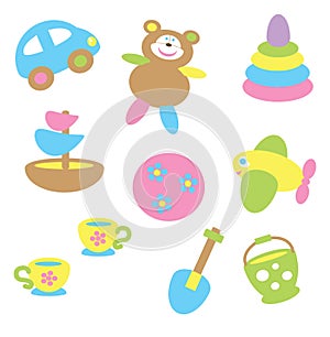 Baby toys in pastel tone