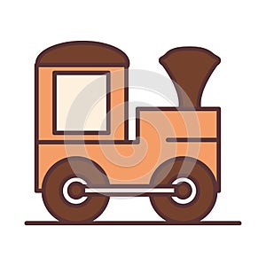 Baby train wagon toy, object newborn template line and fill design icon