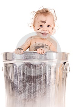 Baby in trash can