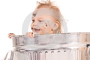 Baby in trash can