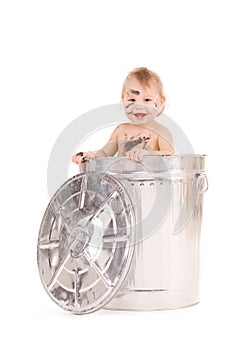 Baby in trash can