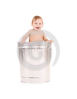 Baby in trash can