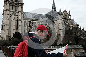 Baby travels. Cathedral of Notre Dame de Paris France 03.20.2019