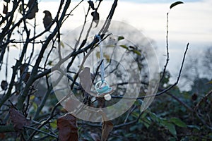 A pacifier tree is used to make it easier for a toddler to be weaned from the pacifier. Berlin, Germany