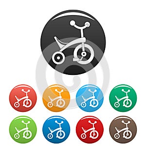 Baby tricycle icons set color