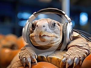 Baby turtle with doctors stethoscope