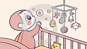Baby under crib mobile, mobile toy, visual stimulation vector design Generative AI photo