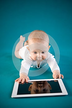 Baby using digital tablet