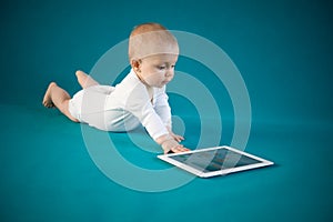 Baby using digital tablet