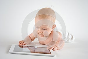 Baby using digital tablet