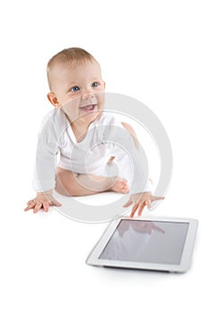 Baby using digital tablet