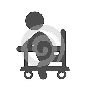 Baby in walker pictogram flat icon isolated on white