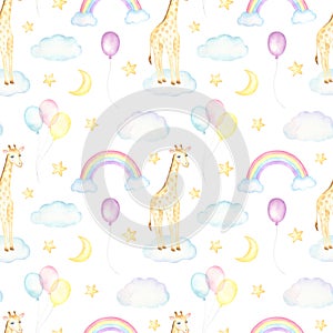 Baby Watercolor Giraffe Pattern