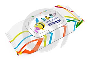 Baby Wet Wipes Package. 3d Rendering