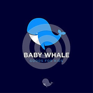Baby Whale logo. Swimming club. Swimming and diving goods.
