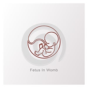 Baby in womb. Fetus symbol. Round logo. photo