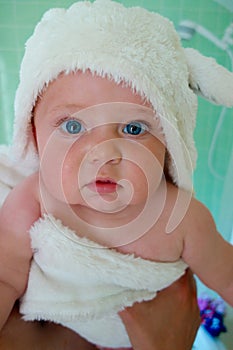 Baby wrapped in towel